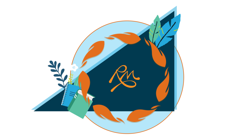 School District No. 6 (Rocky Mountain) logo with Truth and Reconciliation graphic circled around it. Books and feathers accent the image