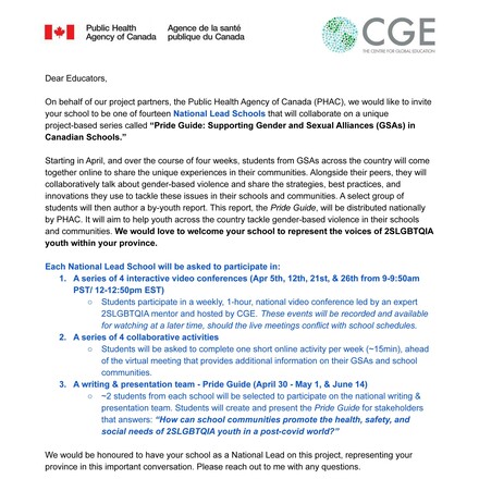 Letter with two Public Health Agency of Canada logo and Centre for Global Education logo